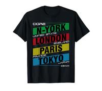 New York London Paris Tokyo City Names Graphic T-Shirt