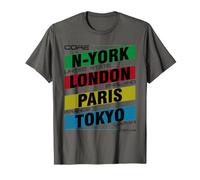 New York London Paris Tokyo City Names Graphic T-Shirt
