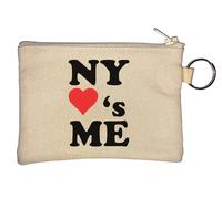 New York Loves Me NY Heart Me Key Chain Coin Purse Beige