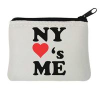 New York Loves Me NY Heart Me Neoprene Coin Purse Pouch 10x11cm White