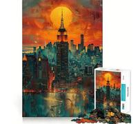 New York Manhattan Art Wal Jigsaw Puzzles 1000 Piece for Adults Improve Memory Peaceful Time Fine Edge Santa Wish Gift (38x26cm)