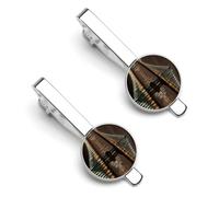 New York Manhattan Bridge Night 2 Pcs Tie Clips for Men Necktie Tie Bar