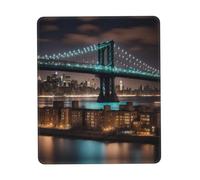 New York Manhattan Bridge Night Anti-Fray Stitched Edges, Premium-Textured Surface, Non-Slip Rubber Base, Gaming Mouse Mat