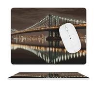 New York Manhattan Bridge Night Mouse Pad Mouse Mat 10 X 8 Inch