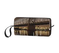 (New York Manhattan Bridge Night) Print Compact Travel Pouch - Lightweight Handheld Organizer, 600d Oxford Fabric & Foam Padding, Gym Essentials