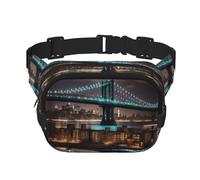 New York Manhattan Bridge Night print Fanny Pack Waist Packs with Extender for Men Women, Waist Bag Hip Pack with Zipper Pockets, Black, One Size