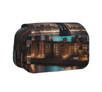 New York Manhattan Bridge Night print Makeup Cosmetic Bag Stationary Kawaii Pencil Box Pouch Gadget Organizer Bag with Zipper
