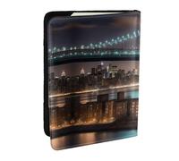 New York Manhattan Bridge Night Print Passport Holder Cover Wallet Passport Cover, Passport Wallet Case for Cards and Documents