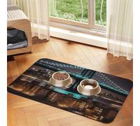 New York Manhattan Bridge Night Print Pet Absorbent Leather Tablecloth for Dogs Cats,Pet Food Mat Leather Feeding Mat for Dogs Cats