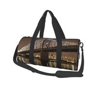 (New York Manhattan Bridge Night) Print Round Large Travel Bag - Multi-Compartment Organizer Lightweight for Trips & Sports