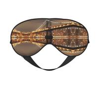 New York Manhattan Bridge Night Print Sleep Mask Silk Eye Cover Soft Satin Blindfold Elastic Strap Night Eyeshade Travel Nap for Women Men