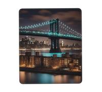 New York Manhattan Bridge Night Print Small Desk Pad,Rubber Base with Precision Stitched Edges,Perfect for Office,Gaming