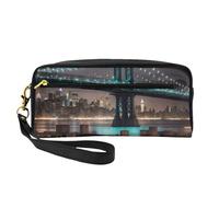 New York Manhattan Bridge Night Print Stylish Makeup Bag for Women Girls Cosmetic Pouch Toiletry School Office Travel
