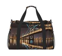 New York Manhattan Bridge Night Print Weekender Bag,Holdall Handbag & Shoulder Bag for Travel Fitness