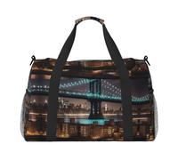 New York Manhattan Bridge Night print Weekender Overnight Carry On Bag Gym Luggage Bag Duffel Bag for Travel Women, Black, One Size