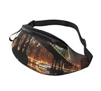 New York Manhattan Bridge Night Printed Fanny Pack for Men Women Crossbody Waist Bag Pack Bum Bag with Adjustable Strap for Hiking Running Travel Cycling