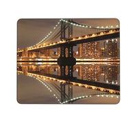 New York Manhattan Bridge Night Printed Mouse Pad Gaming Mouse Pad Waterproof Non-Slip Mousepad Rubber Mouse Mat for Wireless Mouse Computers Laptop Office 8.3 X 10.3 in