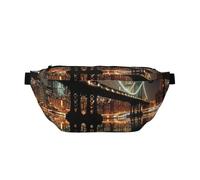 New York Manhattan Bridge Night Printed Waist Bag Adjustable Bum Bag Lightweight Travel Waist Fanny Pack Belt for Walking Cycling Hiking Travel