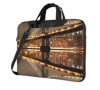 New York Manhattan Bridge Night Printed Waterproof Laptop Case Ultra-Thin Portable One-Shoulder Laptop Bag 600d Oxford 13in/14in/15.6in