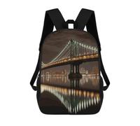 New York Manhattan Bridge Night Travel Backpack Laptop Backpack 17 Inch