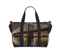 (New York Manhattan Bridge Night) Waterproof Lightweight Hand Travel Bag - Large Carry-On for 3-5 Day Trips | Air Travel, Sports, Weekend Use | Men & Women (1-Pack)