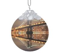 New York Manhattan Bridge Night Xmas Ornament, Hanging Ornaments For Christmas Tree Holiday Decor Creative Gifts