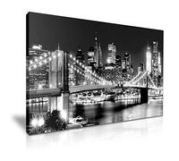 New York Manhattan Brooklyn Bridge USA Holiday Travel Canvas Wall Art Picture Print - For Modern Family Home Office Hotel Decoration (S: 46cm X 31cm)