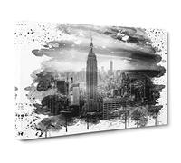 New York Manhattan Buildings Skyline (5) V3 Canvas Print | Gallery Wrapped 30mm Frame Wall Art | 30x20 inches | Ready to Hang | Modern Cityscape Picture | Living Room Bedroom Lounge Office