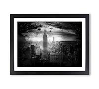 New York Manhattan Buildings Skyline No.5 Modern CB Framed Print | A3 Black Framed Wall Art | Ready to Hang | Modern Cityscape Picture | Living Room Bedroom Lounge Office