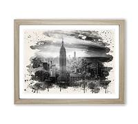 New York Manhattan Buildings Skyline No.5 Modern FC Framed Print | A2 Oak Framed Wall Art | Ready to Hang | Modern Cityscape Picture | Living Room Bedroom Lounge Office