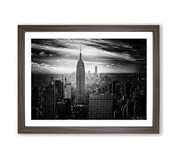 New York Manhattan Buildings Skyline No.5 Modern Framed Print | A2 Walnut Framed Wall Art | Ready to Hang | Modern Cityscape Picture | Living Room Bedroom Lounge Office