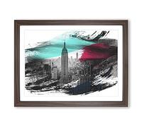 New York Manhattan Buildings Skyline No.5 V2 Modern Framed Print | A3 Walnut Framed Wall Art | Ready to Hang | Modern Cityscape Picture | Living Room Bedroom Lounge Office