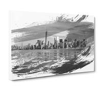 New York Manhattan Buildings Skyline V1 Canvas Print | Gallery Wrapped 30mm Frame Wall Art | 30x20 inches | Ready to Hang | Modern Cityscape Picture | Living Room Bedroom Lounge Office