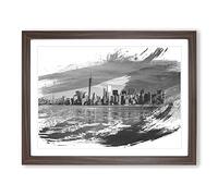 New York Manhattan Buildings Skyline V1 Modern Framed Print | A2 Walnut Framed Wall Art | Ready to Hang | Modern Cityscape Picture | Living Room Bedroom Lounge Office