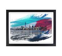 New York Manhattan Buildings Skyline V2 Framed Print | A2 Black Framed Wall Art | Ready to Hang | Modern Cityscape Picture | Living Room Bedroom Lounge Office