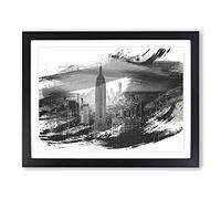 New York Manhattan Buildings Skyline Vol.5 V1 Modern Framed Print | A2 Black Framed Wall Art | Ready to Hang | Modern Cityscape Picture | Living Room Bedroom Lounge Office