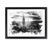 New York Manhattan Buildings Skyline Vol.5 V4 Modern Framed Print | A4 Black Framed Wall Art | Ready to Hang | Modern Cityscape Picture | Living Room Bedroom Lounge Office