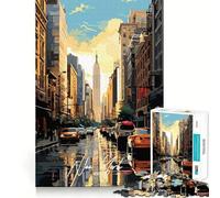 New York Manhattan Jigsaw Puzzles 1000 Piece for Adults Improve Memory Peaceful Time Fine Edge Santa Wish Gift (38x52cm)