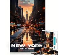 New York Manhattan Streets Jigsaw Puzzle for Teenagers 1000 Pieces Solid Logic Toy Relaxing Fun Precision Cut Heartfelt Gift (50x75cm)