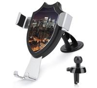 New York Night Car Phone Mount Universal Auto Phone Holder Adjustable Cellphone Car Mount 360° Rotation, Dashboard & Windshield & Air Vent Strong Suction Cup Phone Stand Compatible with All Smartphone