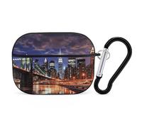 New York Night Case Cover with Keychain Shockproof Hard Shell Protective Case for 2nd/1st Generation Case for Women Men Bluetooth Earbuds Case