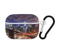 New York Night Case Cover with Keychain Shockproof Hard Shell Protective Case for 2nd/1st Generation Case for Women Men Bluetooth Earbuds Case