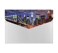 New York Night File Folder, Plastic Accordion File Folders with 6 Pockets, Expanding File Organizer with Snap Closure, Portable Document Paper Organizer, Office Supplies Filing Folders