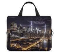 New York Night Laptop Sleeve Ultra-Thin, Waterproof 17inch Laptop Bags, Portable Protective Computer Bag with Hand Strap