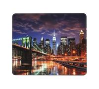 New York Night Mouse Pad with Stitched Edge, Personalized Premium-Textured Computer Mouse Mat with Non-Slip Rubber Base, Waterproof Gaming Mousepad for Laptop, Office Home 7 x 8.6 in