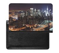New York Night Passport Holder & Travel Wallet Passport Cover Protector Essentials with Credit Card Slots