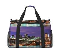 New York Night Print Womens Sports Bags Travel Bag - Gym Tote Bag with Compartment,Duffel Bags for Men,Ladies Holdall,Carry On Weekend Travel Handbags for Women