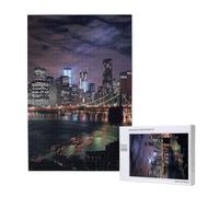 New York Night Printed 1000 Piece Jigsaw Puzzle for Adults, Cut Brain Teaser Game for Family Home Decor Gift(29.5x19.7 Inch)