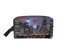 New York Night Printed Makeup Bag Travel Portable Cosmetic Bag Large Capacity Makeup Case Toiletry Handbag Organiser for Women