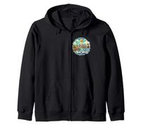 New York, NY retro vintage postcard, skyline Zip Hoodie